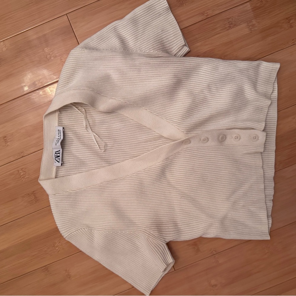 Zara Off-White Ribbed Knitwear